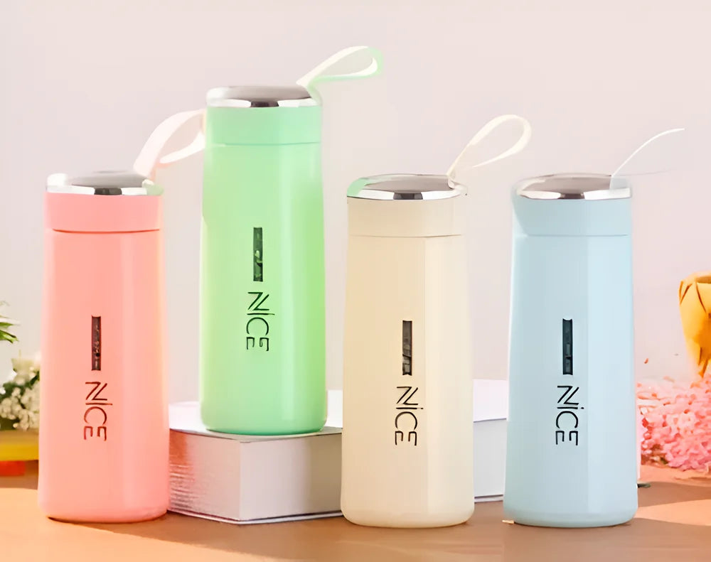 AquaGlass Premium Water Bottle 400ml with Screw Cap, BPA-Free, Portable Design, Assorted Colours