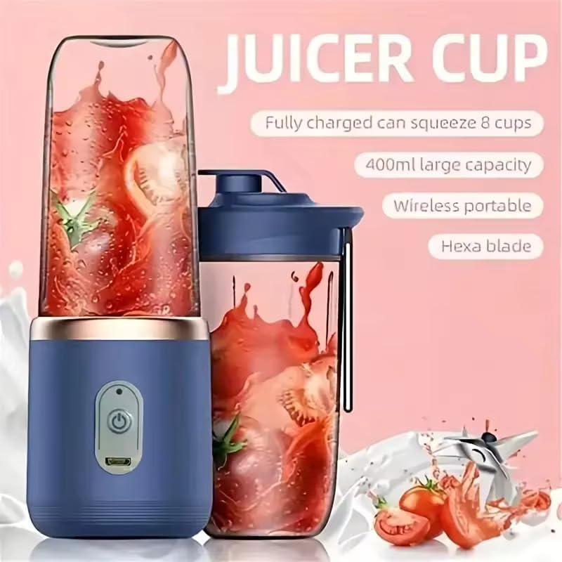 Portable USB Rechargeable Blender | Mini Smoothie Maker &amp; Juicer | 6-Blade Personal Mixer for Shakes, Juices &amp; Protein Drinks