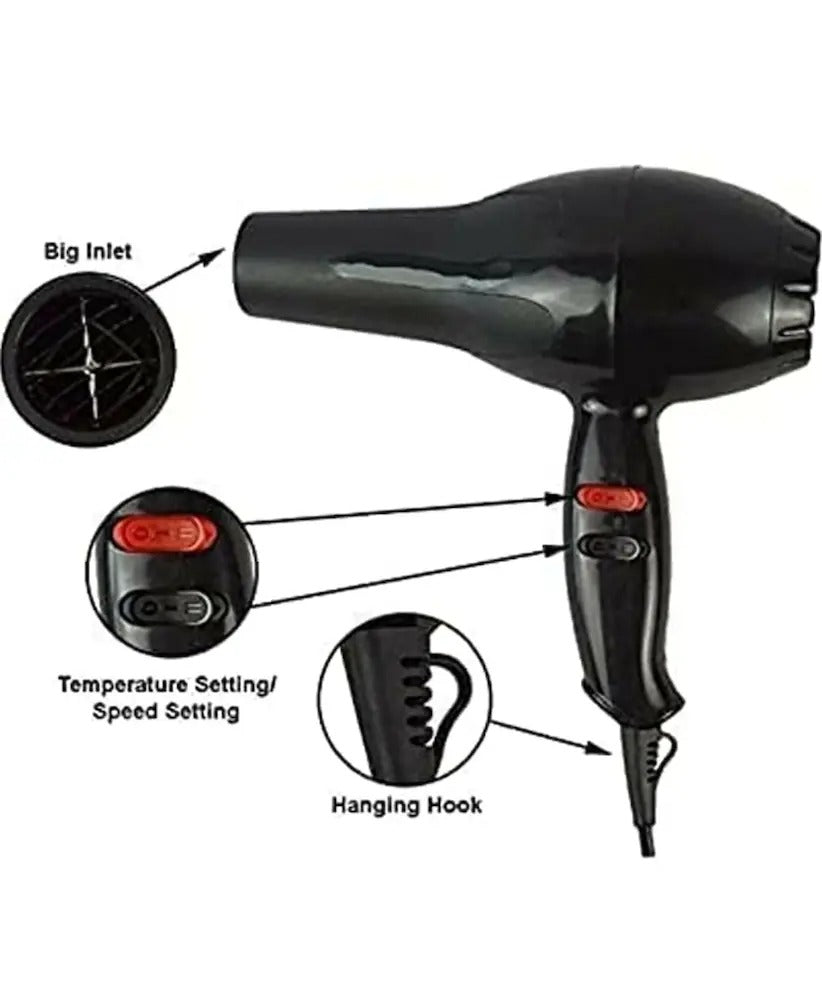 1800W Professional Hair Dryer with Styling Nozzle | 2 Speed & 3 Heat Settings | Salon-Style Fast Drying & Easy Storage