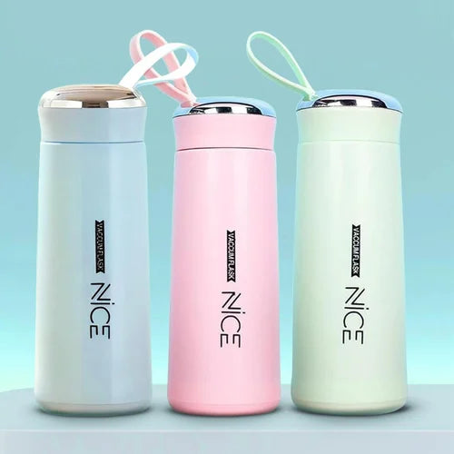 AquaGlass Premium Water Bottle 400ml with Screw Cap, BPA-Free, Portable Design, Assorted Colours