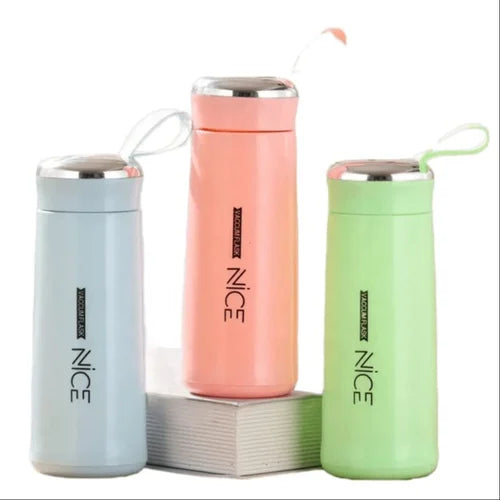 AquaGlass Premium Water Bottle 400ml with Screw Cap, BPA-Free, Portable Design, Assorted Colours